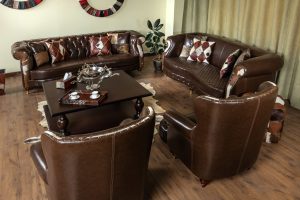 مبلمان راحتی چرم کارن رنگ قهوه ای - Image 4