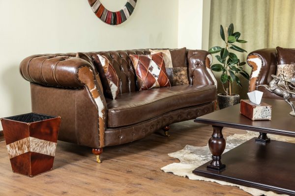 مبلمان راحتی چرم کارن رنگ قهوه ای - Image 5