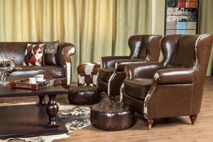 مبلمان راحتی چرم کارن رنگ قهوه ای - Image 6