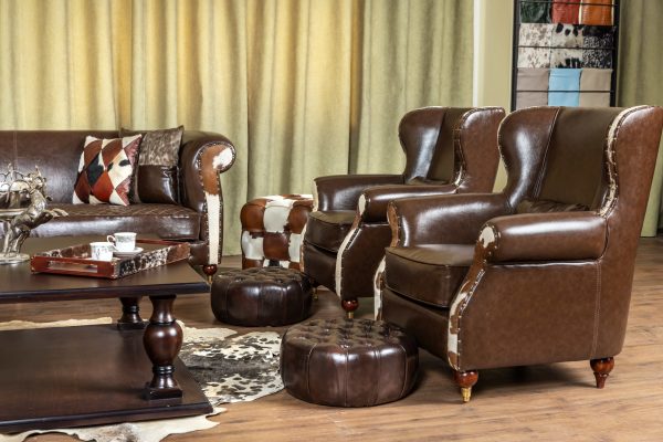 مبلمان راحتی چرم کارن رنگ قهوه ای - Image 6