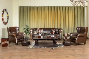 مبلمان راحتی چرم کارن رنگ قهوه ای - Image 2