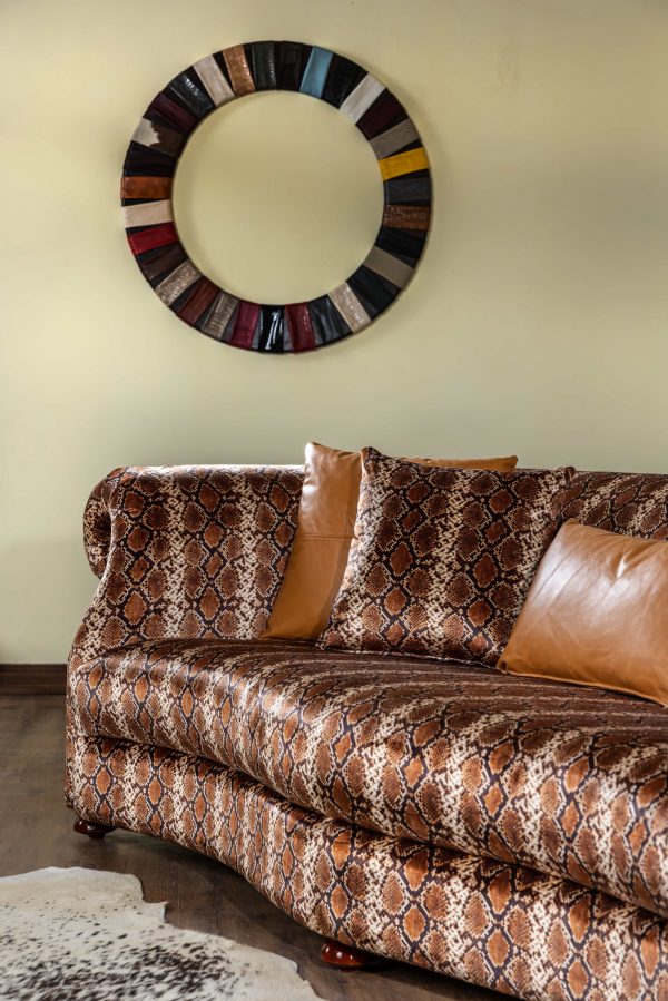 مبلمان چرم راحتی مکزیکی رنگ عسلی - Image 2