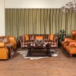 مبلمان چرم راحتی مکزیکی رنگ عسلی