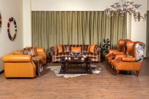 مبلمان چرم راحتی مکزیکی رنگ عسلی