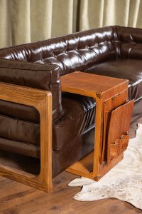 مبلمان راحتی چرم پلاس رنگ قهوه ای سوخته - Image 2