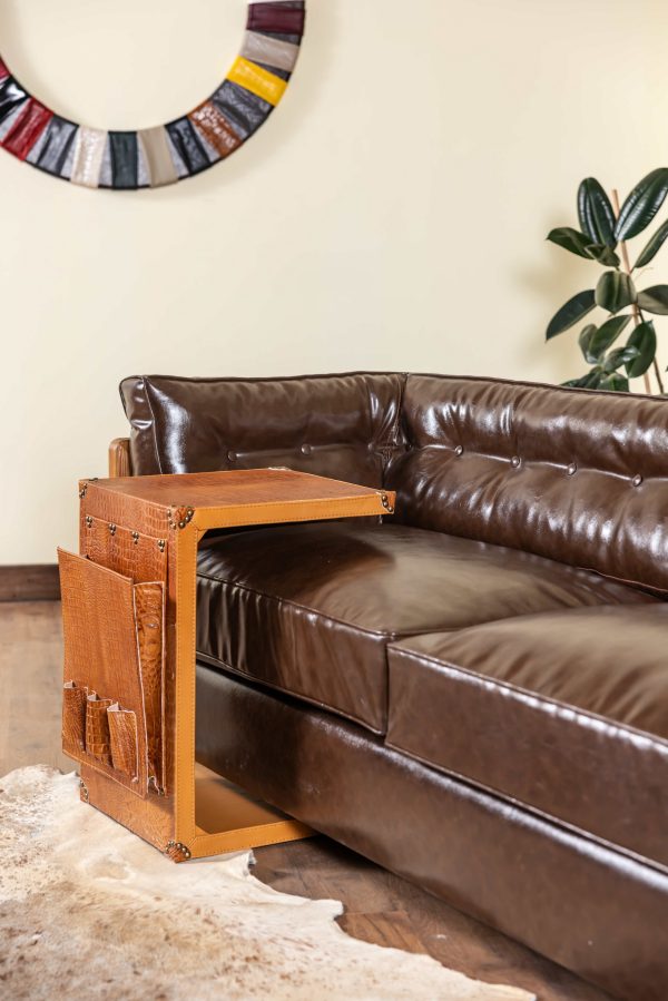 مبلمان راحتی چرم پلاس رنگ قهوه ای سوخته - Image 4