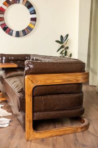 مبلمان راحتی چرم پلاس رنگ قهوه ای سوخته - Image 5