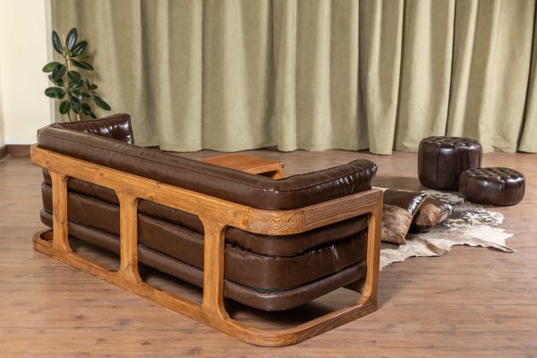 مبلمان راحتی چرم پلاس رنگ قهوه ای سوخته - Image 6