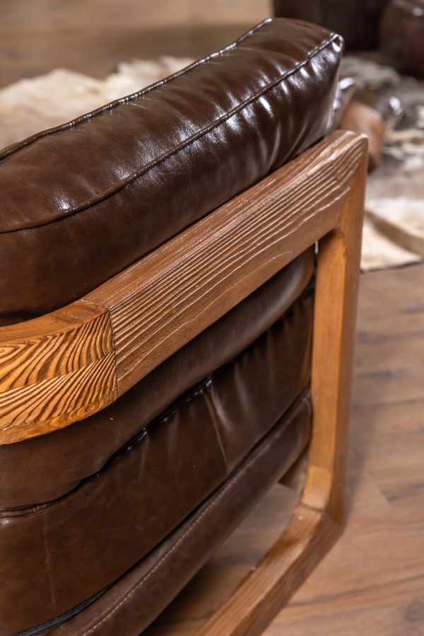 مبلمان راحتی چرم پلاس رنگ قهوه ای سوخته - Image 8