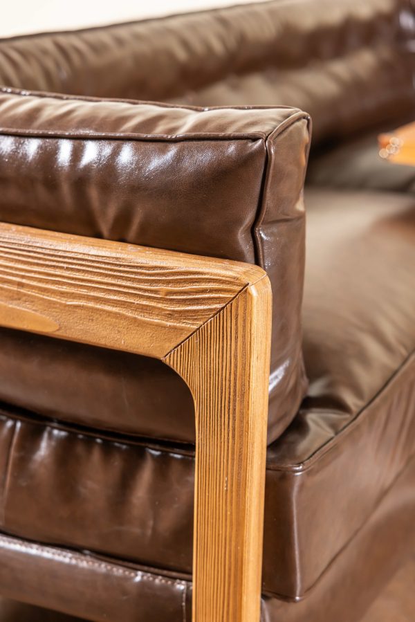 مبلمان راحتی چرم پلاس رنگ قهوه ای سوخته - Image 9