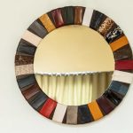 آینه دیواری دور چرم