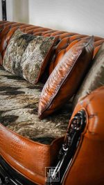 مبلمان راحتی چرم پلاس رنگ قهوه ای - Image 5